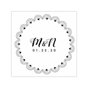 Wedding Logo Line Art Heart Geo Round Hand-Drawn B Self-inking Stamp