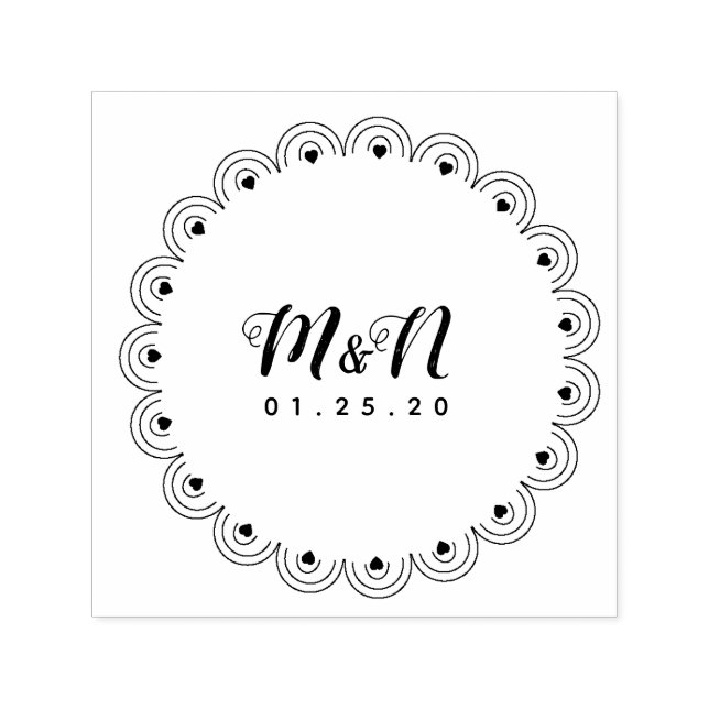 Wedding Logo Line Art Heart Geo Round Hand-Drawn B Self-inking Stamp (Design)