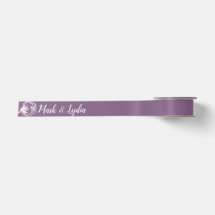 Wedding Logo Pink Cotton Plant Couples Name Date Satin Ribbon