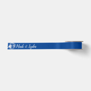 Wedding Logo Pink Cotton Plant Couples Name Date Satin Ribbon