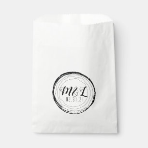 Wedding Logo Rustic Log Trunk White Favour Bags
