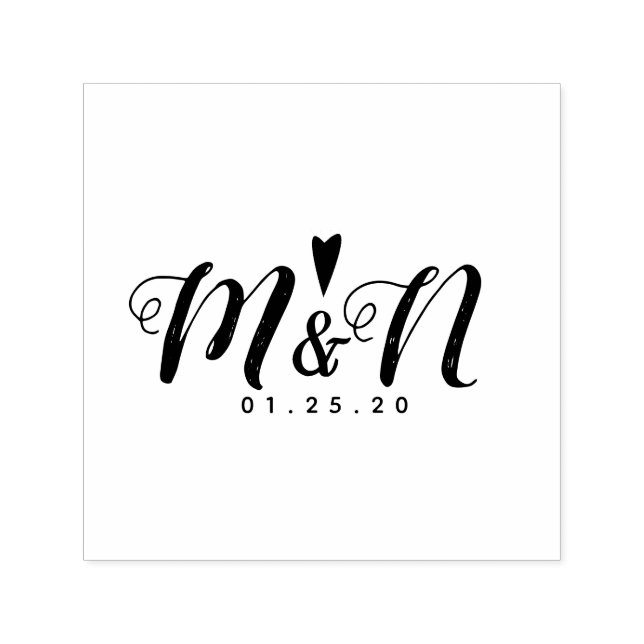 Wedding Logo Rustic Simple Heart Hand-Drawn Self-inking Stamp (Design)