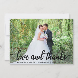 Wedding Love and Thanks Photo Thank You Blk Card