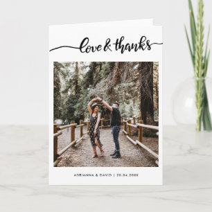 Wedding Love And Thanks Script Photo Thank You Card