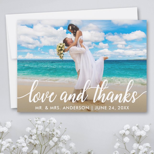 Wedding Love and Thanks | Thank You Photo (Customize to add text or more photos to back of card.)