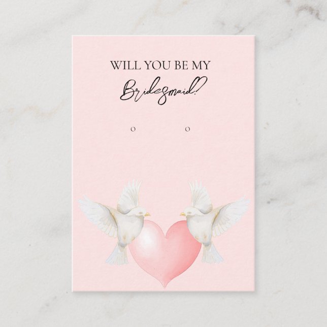 Wedding Love Bird Bridesmaid Earring Display Card (Front)