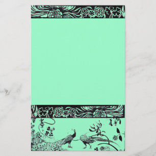 WEDDING LOVE BIRDS  black and blue Stationery