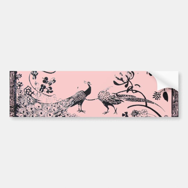 WEDDING LOVE BIRDS  black and pink Bumper Sticker (Front)