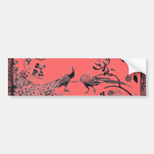 WEDDING LOVE BIRDS  black and pink Bumper Sticker