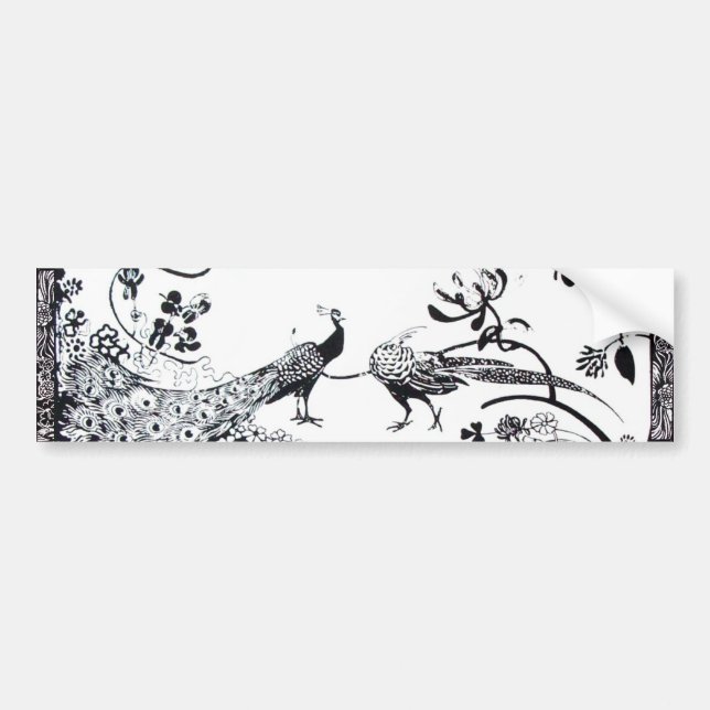 WEDDING LOVE BIRDS  black and white Bumper Sticker (Front)
