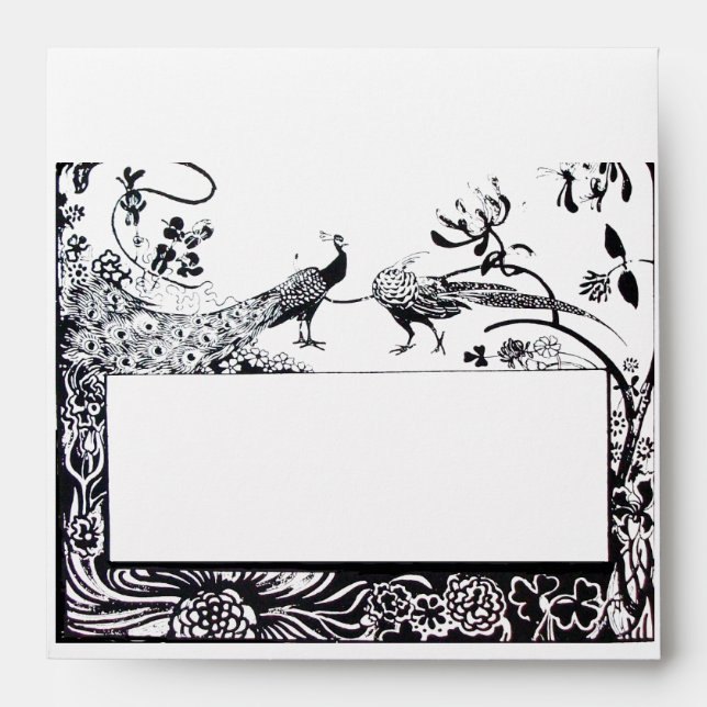 WEDDING LOVE BIRDS , black and white Envelope (Front)