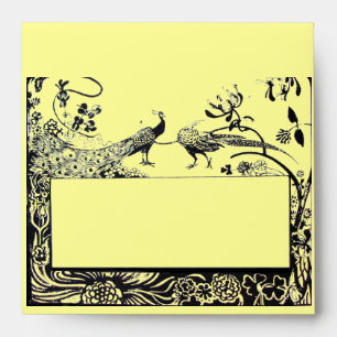 WEDDING LOVE BIRDS , black and yellow Envelope