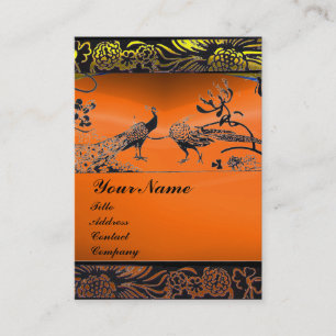 WEDDING LOVE BIRDS black white,orange yellow agate Business Card
