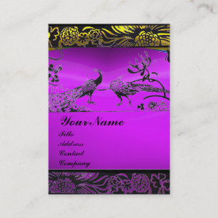 WEDDING LOVE BIRDS ,black white,purple amethyst Business Card