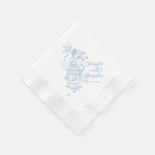 Wedding love birds blue paper napkins