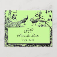 WEDDING LOVE BIRDS MONOGRAM black and white green