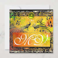WEDDING LOVE BIRDS MONOGRAM black yellow green