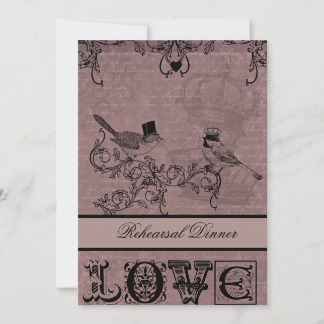 Wedding Love Birds Rehearsal Dinner Invitation (Front)