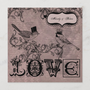 Wedding Love Birds Square Wedding Invitation
