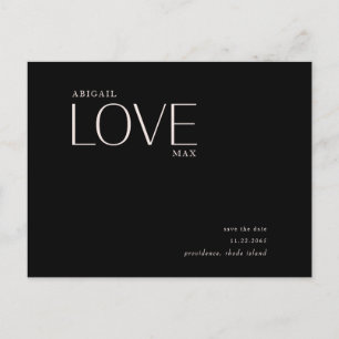 Wedding Love Blush & Black Save the Date Announcem Postcard