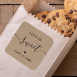 Wedding Love is Sweet Sticker, Wedding Tag, Kraft Square Sticker<br><div class="desc">These are the perfect little stickers. You can customise the text,  as well as change the colours.</div>