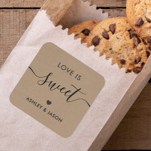 Wedding Love is Sweet Sticker, Wedding Tag, Kraft Square Sticker