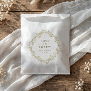 Wedding Love is Sweet Vintage French Floral Gold Favour Bags