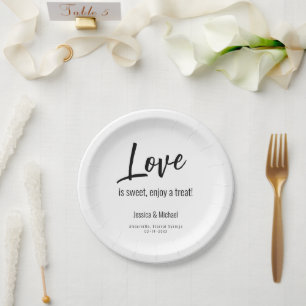 💍 Wedding Love Minimalist Elegant Paper Plate
