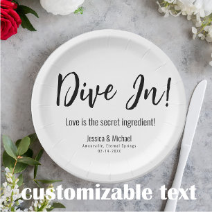 💍 Wedding Love Minimalist Elegant  Paper Plate