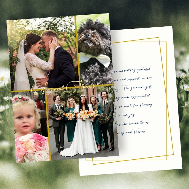 Wedding Love n Thanks Photo Collage Message Thank You Card (Creator Uploaded)