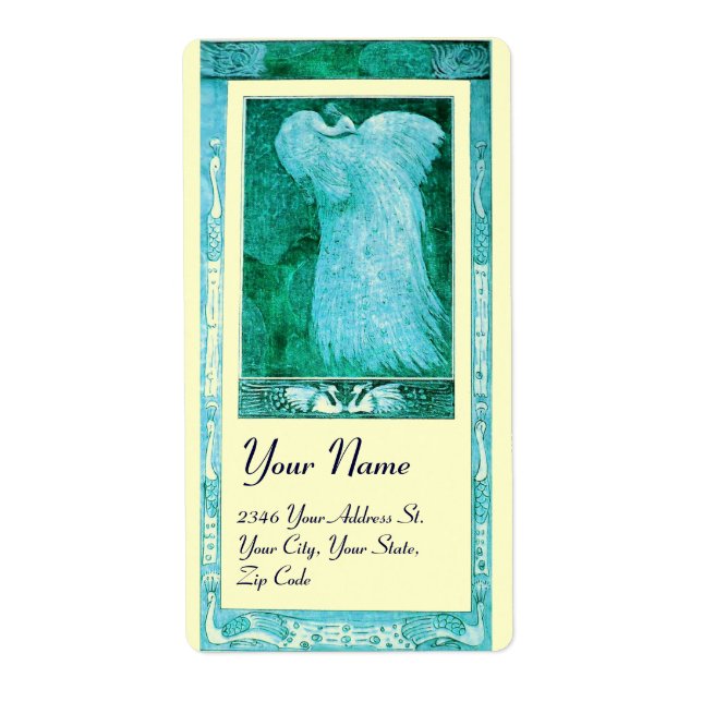 WEDDING LOVE PEACOCK , blue turquase cream (Front)