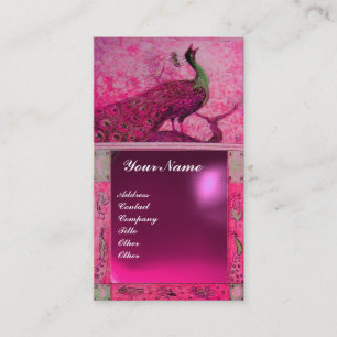 WEDDING LOVE PEACOCK MONOGRAM pink purple amethyst Business Card