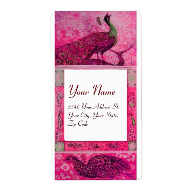 WEDDING LOVE PEACOCKS ,red fuchsia pink white (Front)