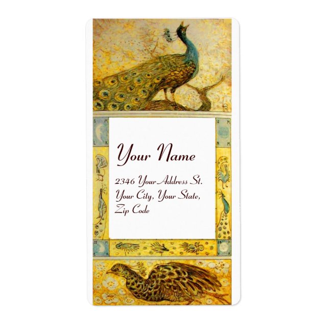 WEDDING LOVE PEACOCKS ,yellow brown white (Front)