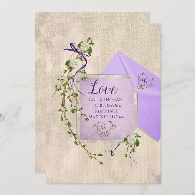 Wedding Love Quote with Floral Branch Invitation (Front/Back)