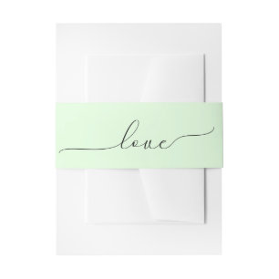 Wedding Love Script On Mint Green Invitation Belly Band