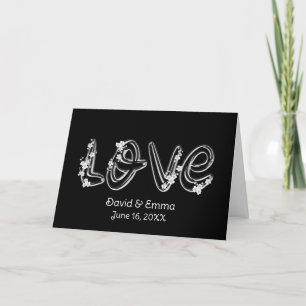 Wedding Love Text On Black Card