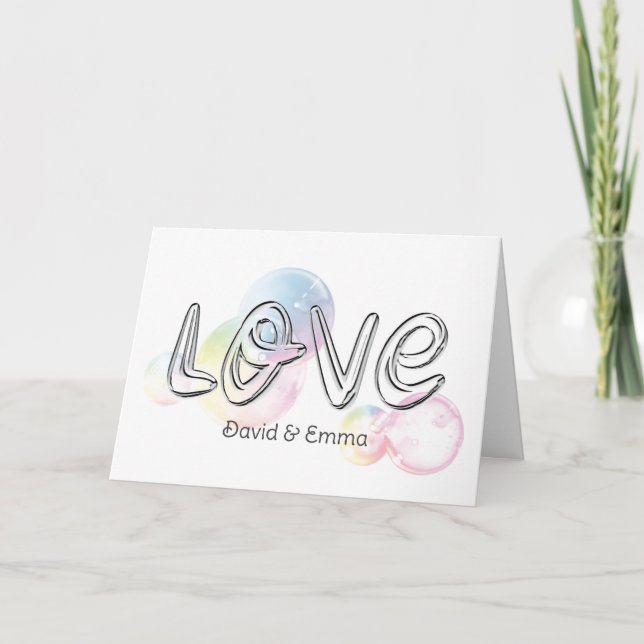 Wedding Love Text With Bubbles Card (Front)
