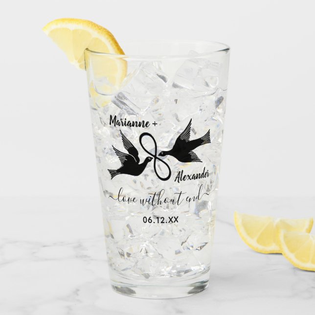 Wedding Lovebirds Infinity | Custom Couples Names Glass (Front Ice)