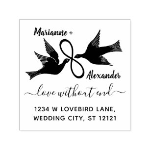 Wedding Lovebirds Infinity Return Address Custom Self-inking Stamp