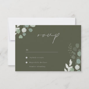 Wedding Luxury: Divine Olive Greenery Wedding RSVP Card