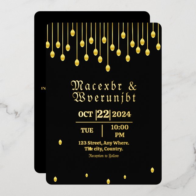 Wedding Luxury Invitation Gold Foil Template (Front/Back)