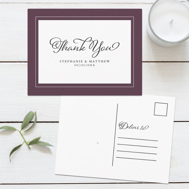 Wedding Luxury Purple Chic Modern Borders Postcard (Wedding Luxury Purple Chic Modern Borders Postcard)