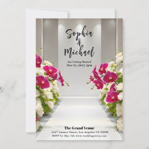 Wedding Magazine Cover White Roses and Orchids Invitation