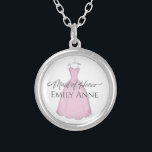 Wedding Maid of Honour Keepsake Beautiful Dress Silver Plated Necklace<br><div class="desc">Pretty Maid of Honour pink vintage wedding dress,  A beautiful Bridal Party Wedding gifts idea. Personalised cute thank you favour.  A delightful,  sweet way to say Thank you to your Maid of Honour with this personalised custom necklace. A cute,  personalised gift for those who share your special day.</div>