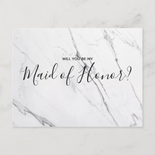 Wedding maid of honour   White Marble  Postcard