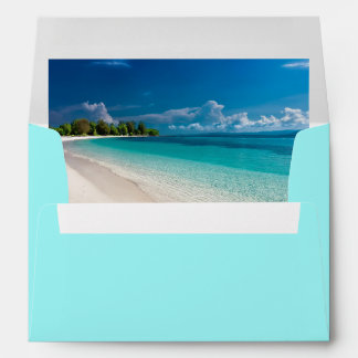 Wedding Mailing Envelope Tropical Beach Scene