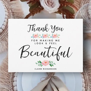 Wedding Makeup Artist Watercolor Flowers Thank You Card
