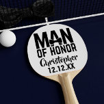 Wedding Man of Honour Gift Ping Pong Paddle<br><div class="desc">Perfect wedding party thank you gift for your ping pong loving Man of Honour. Just add his name and your wedding date. You can add a background colour to suit your wedding colour theme, </div>