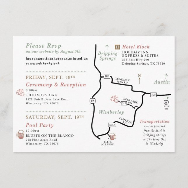 Wedding Map card - FOR LAUREN (Front)